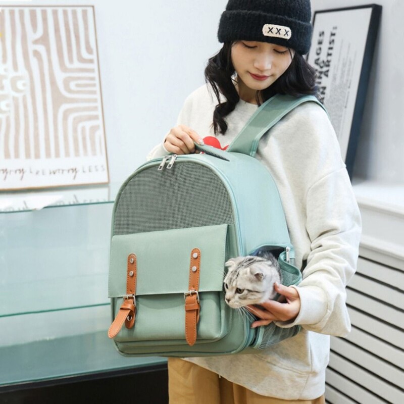 Hingav hingav kassi kandekott, suure mahutavusega kahe õlaga kaasaskantav kassi seljakott Kulumiskindel PVC/Oxford