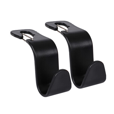 Automobilinės sėdynės galvos atramos kablys su metaliniu skląsčiu laikymo kabykla rankinei, piniginei, paltai