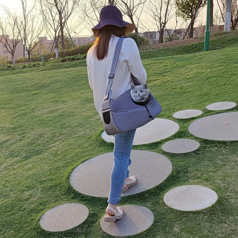 Nešiojamas naminių gyvūnėlių vežėjas, kvėpuojantis tinklinis kačių šunų krepšys, kelioninis kačių šunų aksesuaras Madingi lauko transportas t