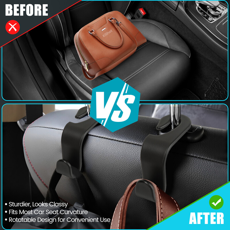 1vnt Automobilio galvos atramų kabliai Kabykla krepšiams Sėdynės atlošo Tvarkyklės laikiklio spaustukai Auto Tvirtinimo Kabliukai Automobilio laikymo salono priedai