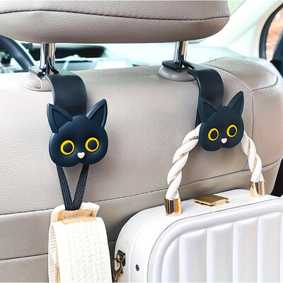 2 τεμ. Cartoon Cute Cat Clips Car Cartoon Μπροστινό κάθισμα Organizer Στήριγμα Auto Fastener Κρεμάστρες Αποθήκευση αυτοκινήτου Εσωτερικά αξεσουάρ