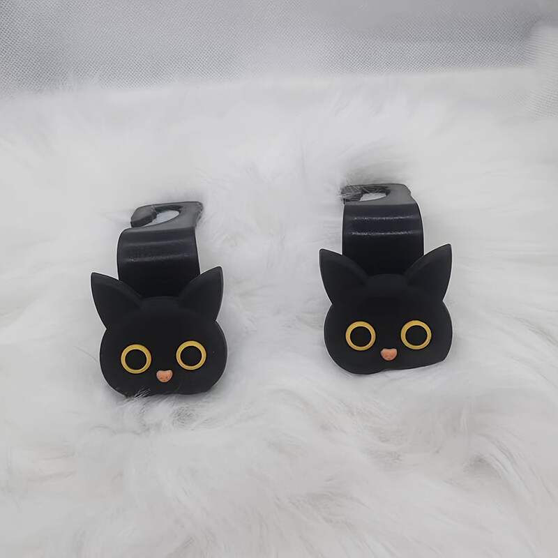 2 buc. Clipuri de mașină cu pisică drăguță de desene animate pentru scaunul din față, suport pentru organizator pentru tetiera, umerașe de fixare pentru mașină, accesorii de interior