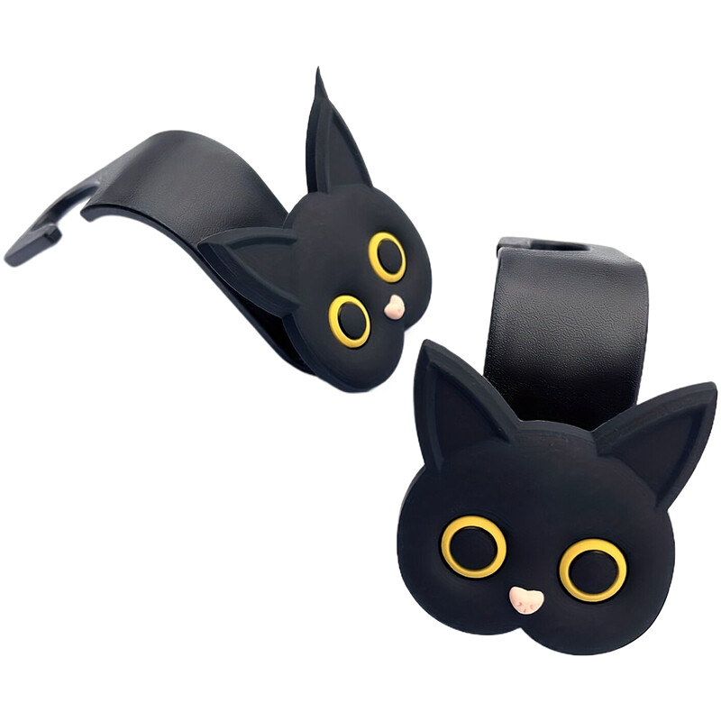 2 buc. Clipuri de mașină cu pisică drăguță de desene animate pentru scaunul din față, suport pentru organizator pentru tetiera, umerașe de fixare pentru mașină, accesorii de interior