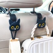 2vnt 3D animacinių filmų katės autokėdutė Miela galvos atramos kabliukas Universalus automobilio salono laikiklis pakabinamas transporto priemonės galinės sėdynės laikiklis
