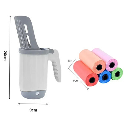 Kaķu pakaišu lāpstas liekšķere ar uzpildes maisiņu mājdzīvnieku filtram. Tīrs tualetes atkritumu savācējs Kaķu piederumi Kaķu pakaišu kastes pašattīrīšana