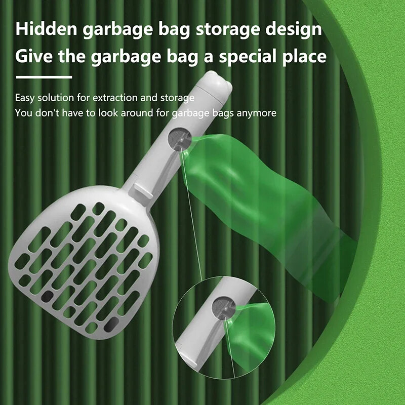 Šunų kačių kraiko kastuvas Daugiafunkcis gilus, didelės talpos kraiko kaušelis su laikikliu naminių gyvūnėlių valymo reikmenų įrankis kačių tualeto gaminys