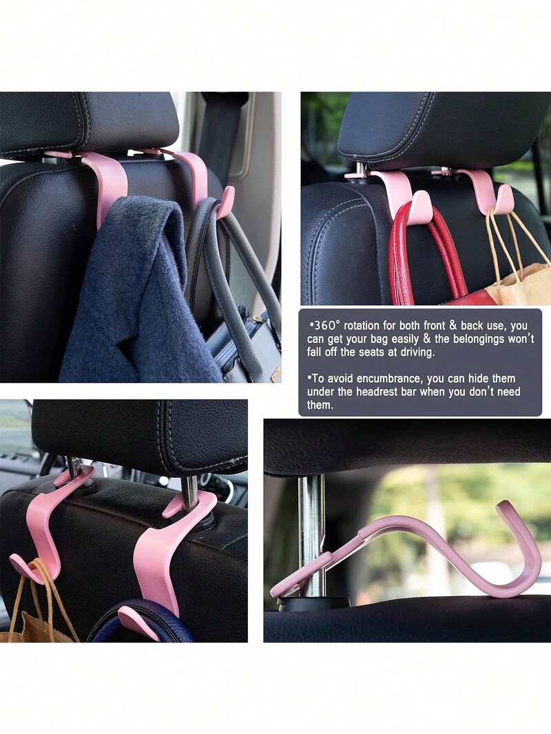 2vnt Pink Abs Car, Paslėpta universali sėdynės atlošo galvos atramos pakaba automobiliui, Creative Hook