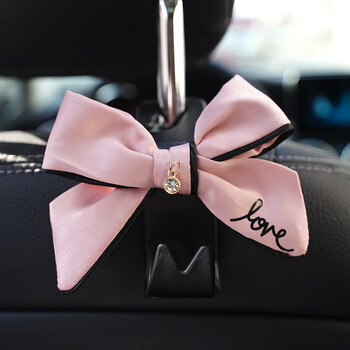 Cute Diamond Bowknot Πίσω κάθισμα αυτοκινήτου Γάντζοι αποθήκευσης Κρεμάστρα οργάνωσης προσκέφαλου οχήματος για παντοπωλεία Τσάντα αυτοκινήτου Εσωτερικά αξεσουάρ