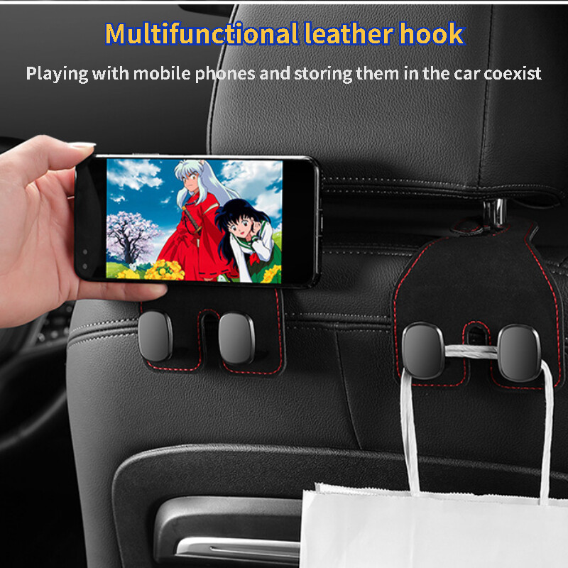 Autoistme seljatoe topeltkonksud, 2024 universaalsed nahast autoistme peatoe topeltkonksud rahakottide, kottide mantli ja mobiiltelefonihoidja jaoks