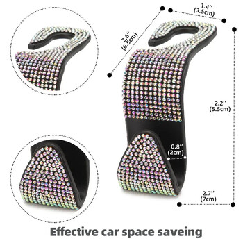 Bling Vehicle Seat Headholg μπροστινό κάθισμα, γάντζος αυτοκινήτου Bling κρεμάστρες αυτοκινήτου για πορτοφόλι, τσάντα, τσάντα, παντοπωλείο, αξεσουάρ αυτοκινήτου