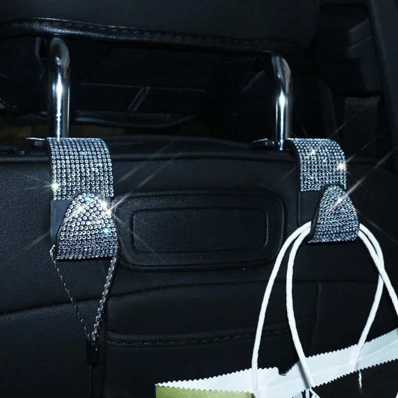 Bling transporto priemonės sėdynės galvos atramos kabliukas priekinė sėdynė, automobilio kablys Bling automobilių pakabos piniginei, krepšiui, rankinei, bakalėjos parduotuvė, automobilių priedai