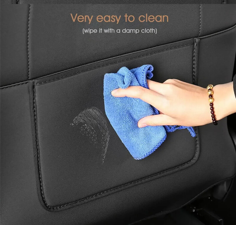 Automobilio sėdynės atlošo apsauga, skirta Tesla Model Y Model 3 Sėdynės nugarėlė Apsauginė vaiko nuo smūgio Kilimėliai Juodi odiniai salono priedai