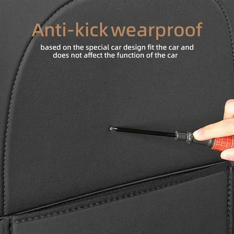 Automobilio sėdynės atlošo apsauga, skirta Tesla Model Y Model 3 Sėdynės nugarėlė Apsauginė vaiko nuo smūgio Kilimėliai Juodi odiniai salono priedai