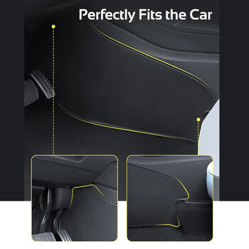 За Tesla Model 3 Model Y Center Control Side Anti-kick Pad Leather Anti-dirty Protective Cover Defense Foot Mat Car Accessories