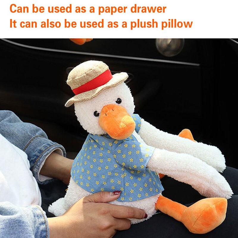 Animacinių žąsų audinių dėžutė, minkšta pliušinė, skirta automobiliams, namams, biurams, pakabinama popierinė automobilio porankio dėžutė Animacinių filmų audinių dėžutės dekoravimui