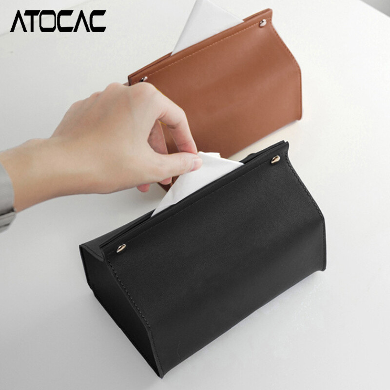 Cutie de șervețele din piele Mașini Suport șervețel Hârtie șterge Depozitare Piese auto Carcasă de lux Accesorii interioare Organizatoare universale