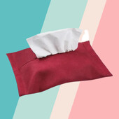 Automobilinis servetėlių dėžutės laikiklis iš zomšos odos su tvirtinimo dirželiu, skirtas naudoti tokiose automobilių srityse kaip konsolė, porankis ir kt.