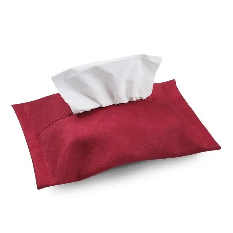 Automobilinis servetėlių dėžutės laikiklis iš zomšos odos su tvirtinimo dirželiu, skirtas naudoti tokiose automobilių srityse kaip konsolė, porankis ir kt.