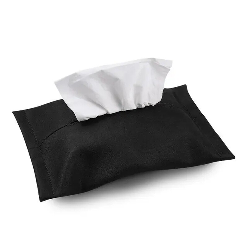 Automobilinis servetėlių dėžutės laikiklis iš zomšos odos su tvirtinimo dirželiu, skirtas naudoti tokiose automobilių srityse kaip konsolė, porankis ir kt.