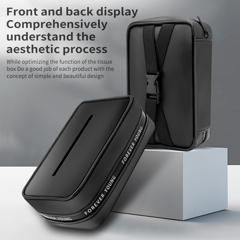 Nauja odinė automobilio servetėlių dėžutė, pakabinama nešiojama porankio sėdynės atlošas nuo saulės skydelio laikiklis Automobilio vidaus saugojimo krepšio dekoravimo priedai
