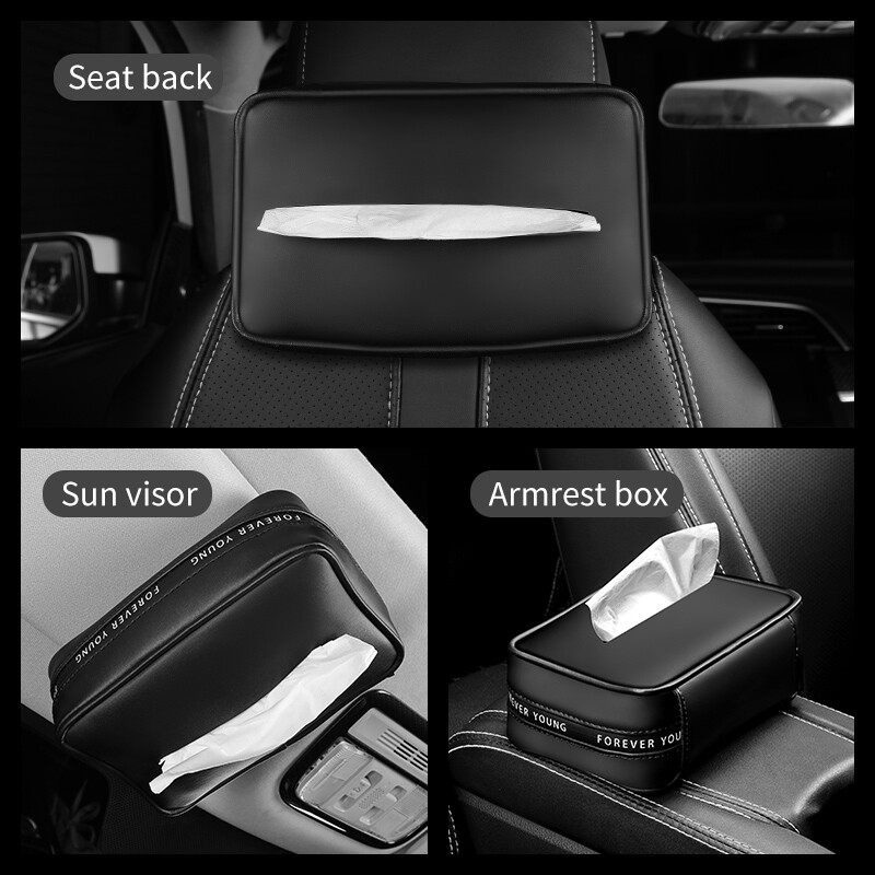 Nauja odinė automobilio servetėlių dėžutė, pakabinama nešiojama porankio sėdynės atlošas nuo saulės skydelio laikiklis Automobilio vidaus saugojimo krepšio dekoravimo priedai