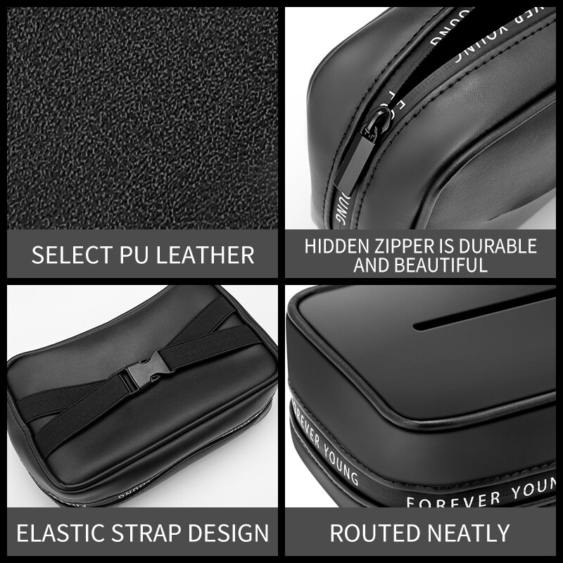 Nauja odinė automobilio servetėlių dėžutė, pakabinama nešiojama porankio sėdynės atlošas nuo saulės skydelio laikiklis Automobilio vidaus saugojimo krepšio dekoravimo priedai