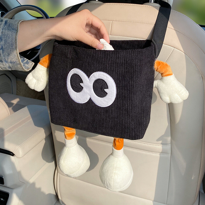 Automašīnas atkritumu tvertnes salvešu kaste multfilma 2-in-1 automātiskā sēdekļa atzveltne piekarināma uzglabāšanas soma aizmugurējā sēdekļa krūzes turētājs Jauki miskastes organizētāja piederumi