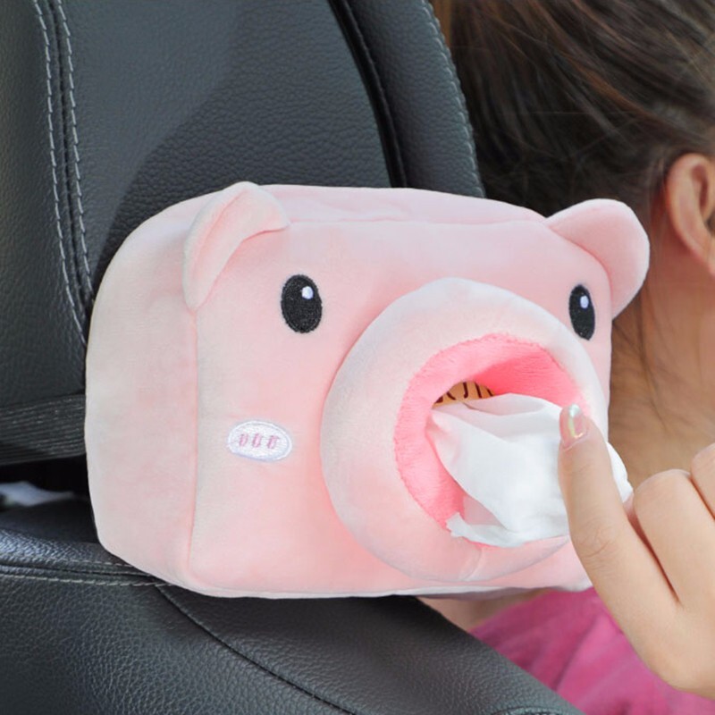 Automašīnas salvešu turētājs, Creative Plush Piggy automašīnas salvešu kaste sēdekļa atzveltnei, viduskonsole un saulessargs, jumta lūka