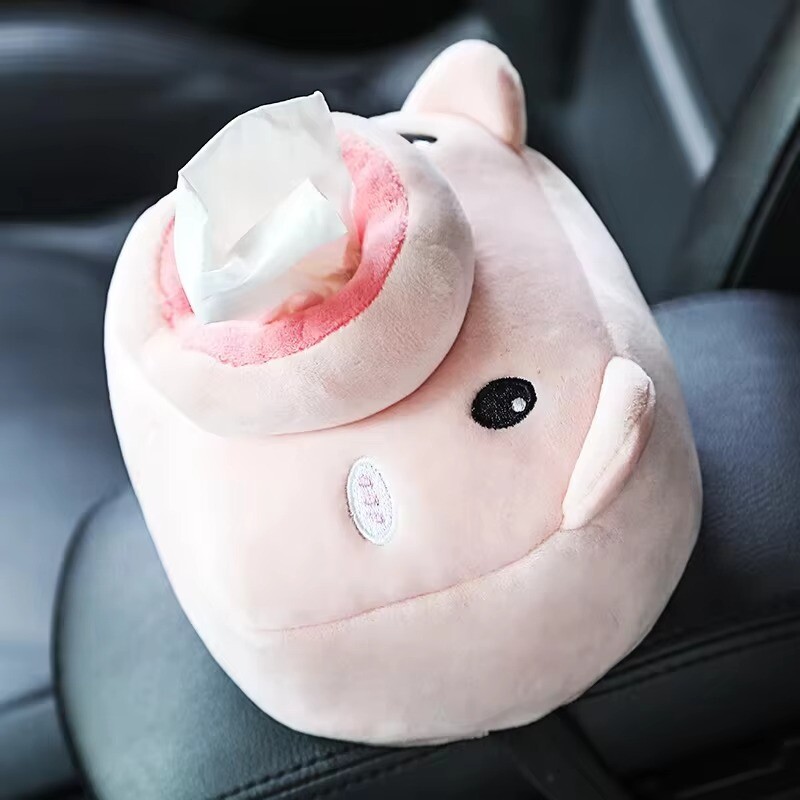 Automašīnas salvešu turētājs, Creative Plush Piggy automašīnas salvešu kaste sēdekļa atzveltnei, viduskonsole un saulessargs, jumta lūka