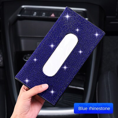 1 ks držiak na vreckovky do auta s kamienkami, luxusná slnečná clona, viacfarebná papierová krabička, blyštivý interiér auta, úložný priestor do auta, príslušenstvo do auta