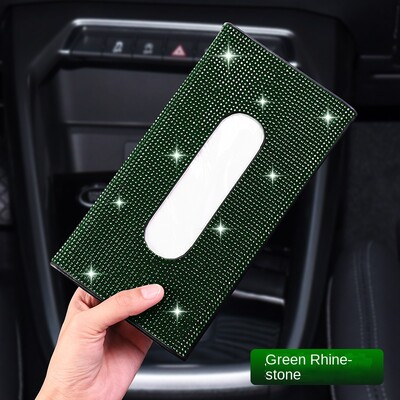 1 ks držiak na vreckovky do auta s kamienkami, luxusná slnečná clona, viacfarebná papierová krabička, blyštivý interiér auta, úložný priestor do auta, príslušenstvo do auta