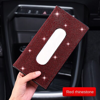 1 ks držiak na vreckovky do auta s kamienkami, luxusná slnečná clona, viacfarebná papierová krabička, blyštivý interiér auta, úložný priestor do auta, príslušenstvo do auta