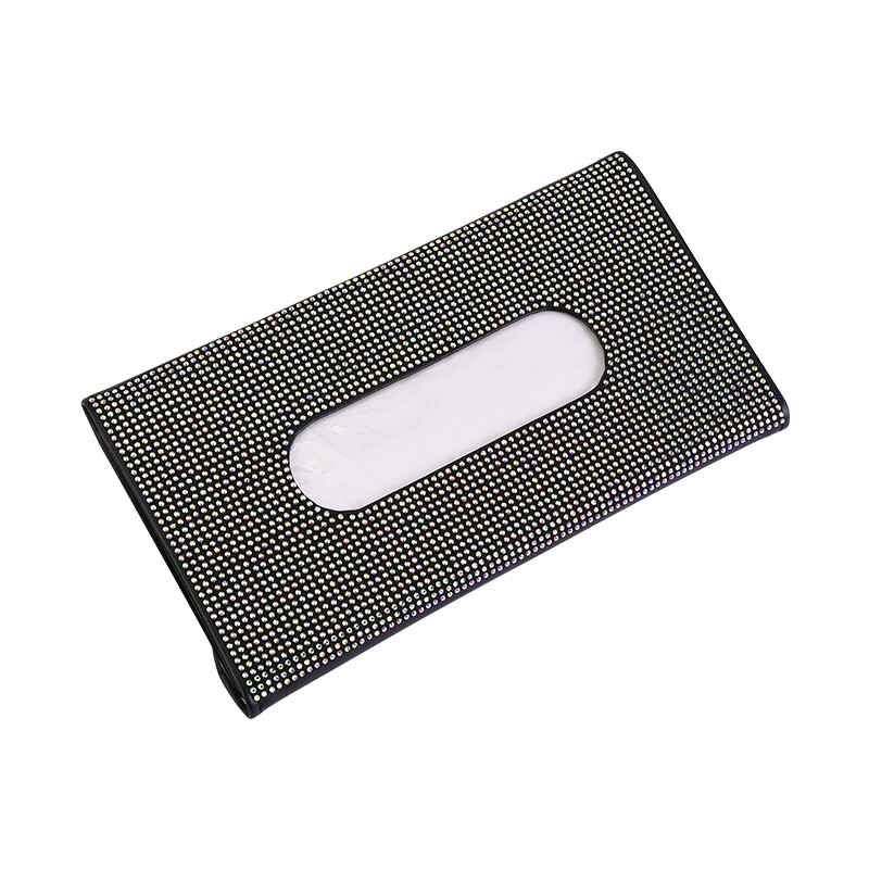 1 ks držiak na vreckovky do auta s kamienkami, luxusná slnečná clona, viacfarebná papierová krabička, blyštivý interiér auta, úložný priestor do auta, príslušenstvo do auta