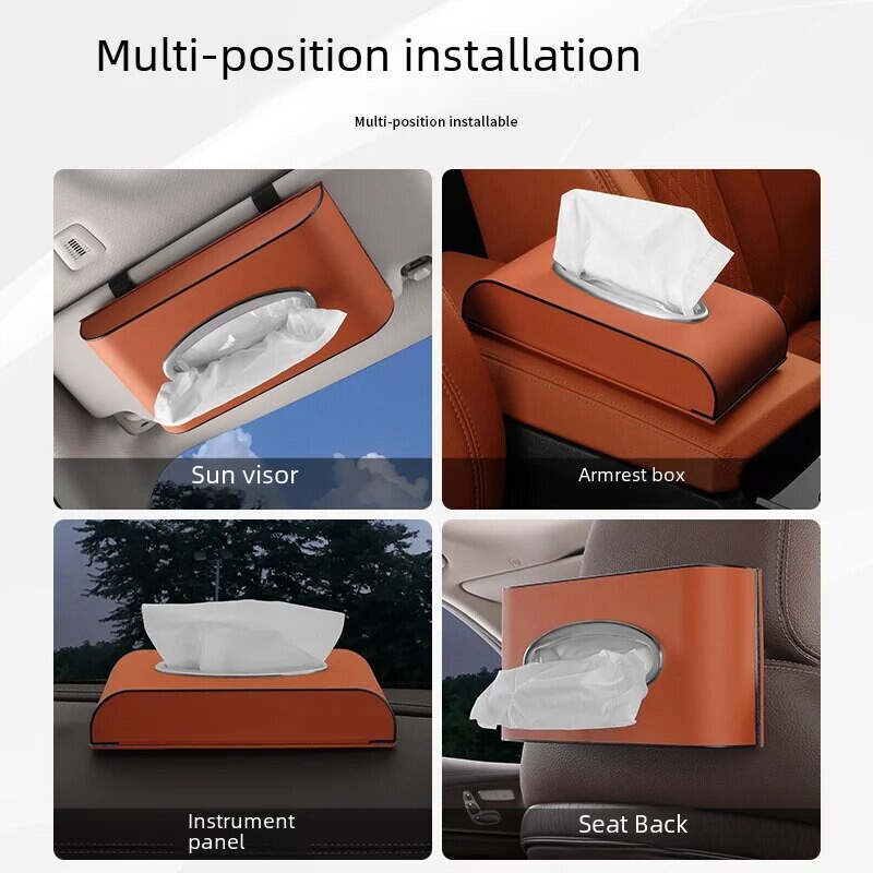 Aukštos klasės automobilio servetėlių dėžutės laikiklis, montuojamas popierinių rankšluosčių dozatorius Automobilių interjero dekoracijų laikymo organizatorius