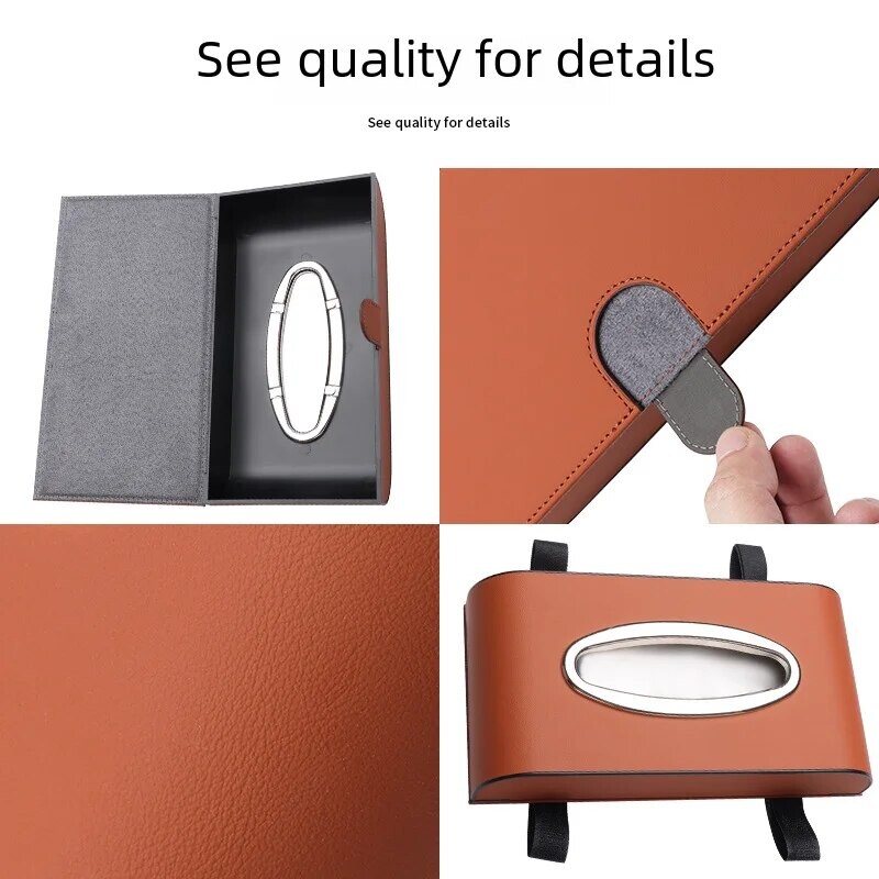 Aukštos klasės automobilio servetėlių dėžutės laikiklis, montuojamas popierinių rankšluosčių dozatorius Automobilių interjero dekoracijų laikymo organizatorius