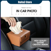 Cutie de șervețele pentru mașină din piele de calitate înaltă Cutie pentru cotieră fixabilă Cutie pentru șervețele din spate pentru parasolar.