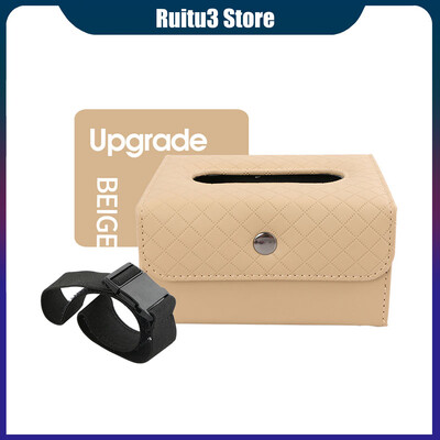 Cutie de șervețele pentru mașină din piele de calitate înaltă Cutie pentru cotieră fixabilă Cutie pentru șervețele din spate pentru parasolar.