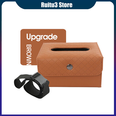 Cutie de șervețele pentru mașină din piele de calitate înaltă Cutie pentru cotieră fixabilă Cutie pentru șervețele din spate pentru parasolar.