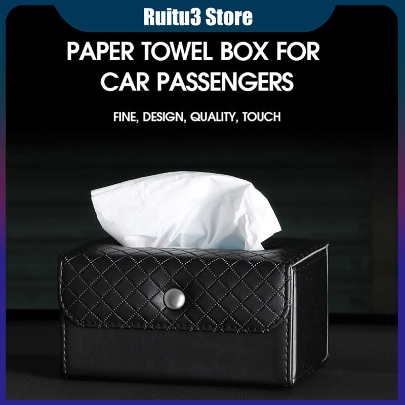 Cutie de șervețele pentru mașină din piele de calitate înaltă Cutie pentru cotieră fixabilă Cutie pentru șervețele din spate pentru parasolar.