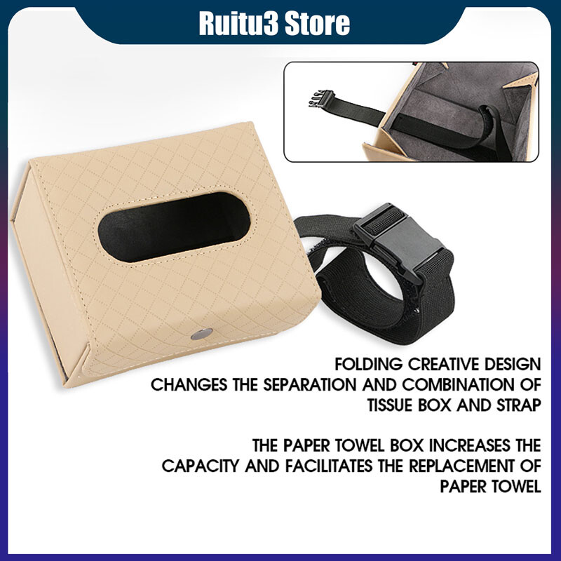 Cutie de șervețele pentru mașină din piele de calitate înaltă Cutie pentru cotieră fixabilă Cutie pentru șervețele din spate pentru parasolar.