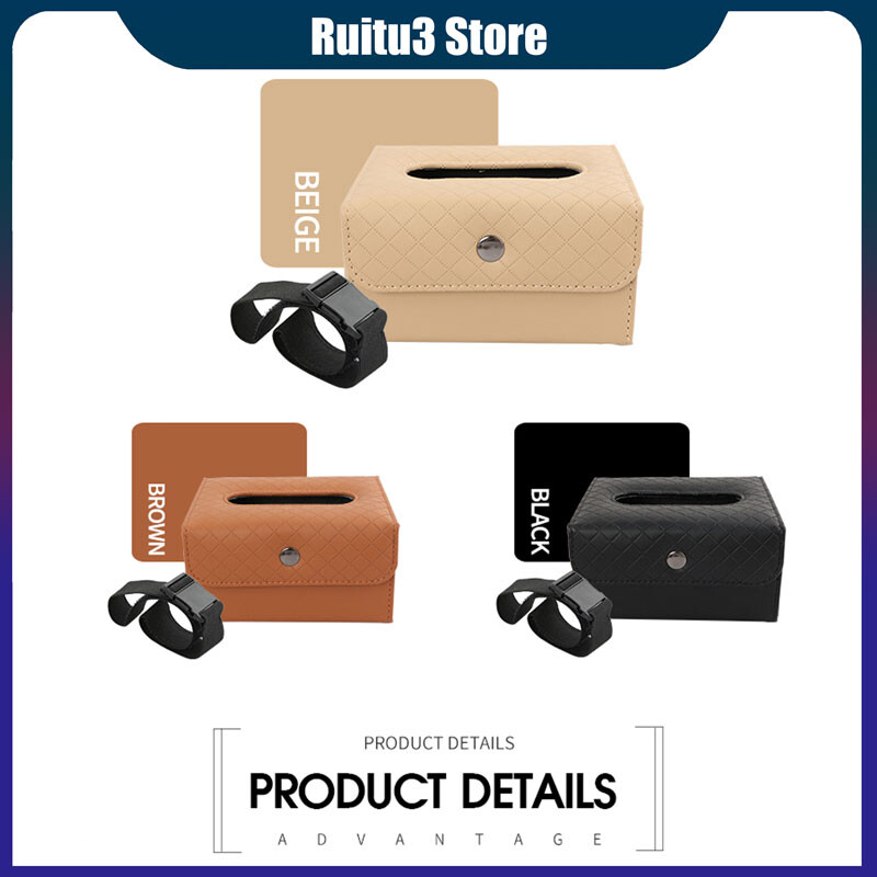 Cutie de șervețele pentru mașină din piele de calitate înaltă Cutie pentru cotieră fixabilă Cutie pentru șervețele din spate pentru parasolar.