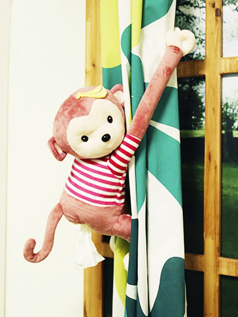 1gab radošs Pippi Monkey salvešu kastes auto piederumi, velkams piekarināms automašīnas sēdekļa atzveltnes pērtiķis, papīra kaste, karikatūra jauka