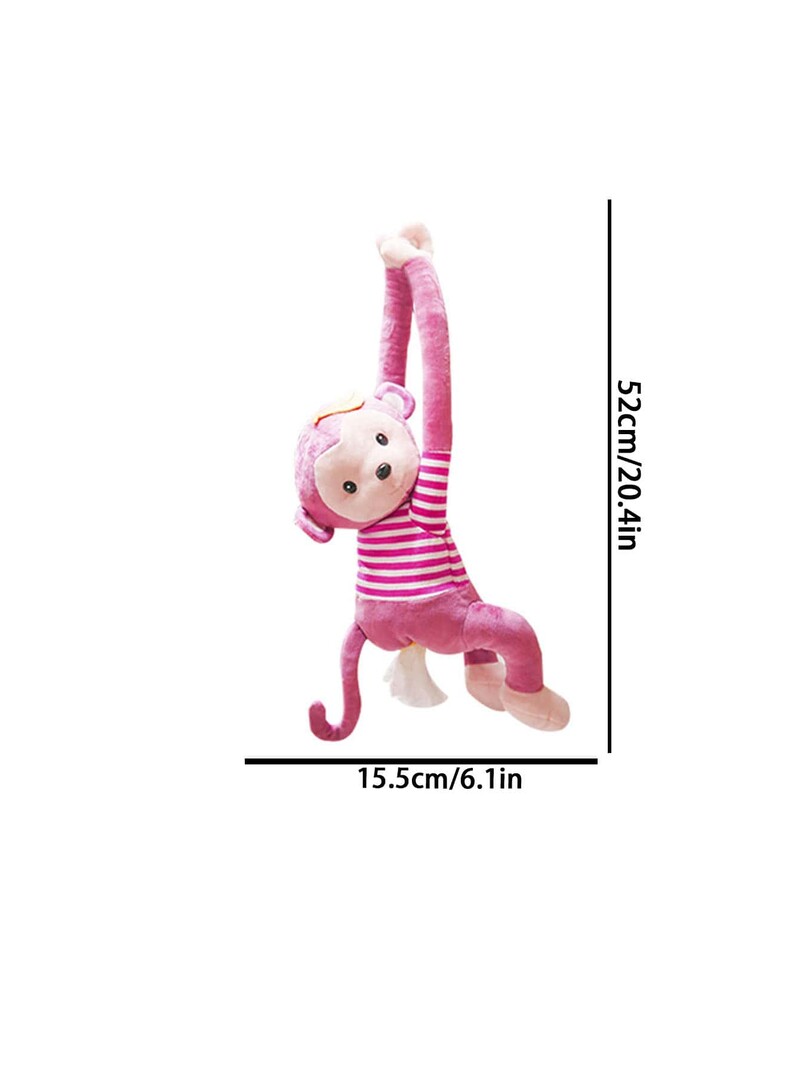 1gab radošs Pippi Monkey salvešu kastes auto piederumi, velkams piekarināms automašīnas sēdekļa atzveltnes pērtiķis, papīra kaste, karikatūra jauka