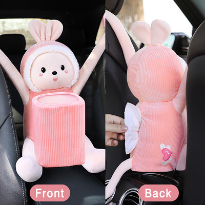 2 viename Kūrybiška miela automobilio servetėlių dėžutės šiukšliadėžė, trumpa pliušinis, nepraleidžiantis vandens viduje, porankio dėžutės audinių laikiklio automobilių dalys