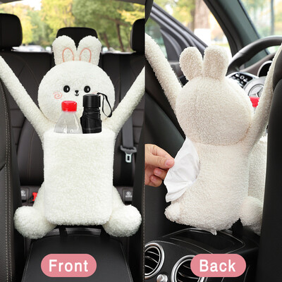 2 viename Kūrybiška miela automobilio servetėlių dėžutės šiukšliadėžė, trumpa pliušinis, nepraleidžiantis vandens viduje, porankio dėžutės audinių laikiklio automobilių dalys