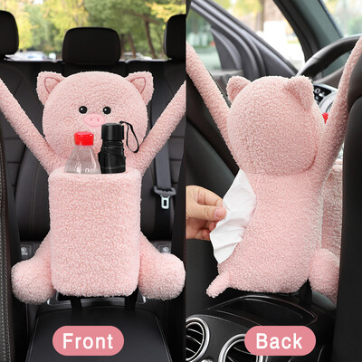 2 viename Kūrybiška miela automobilio servetėlių dėžutės šiukšliadėžė, trumpa pliušinis, nepraleidžiantis vandens viduje, porankio dėžutės audinių laikiklio automobilių dalys