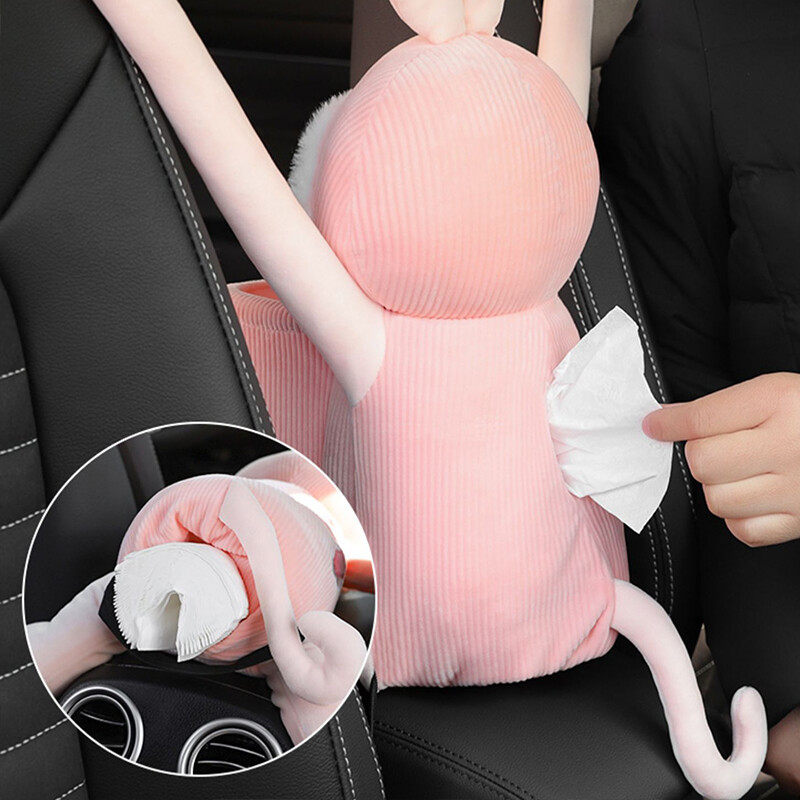2 viename Kūrybiška miela automobilio servetėlių dėžutės šiukšliadėžė, trumpa pliušinis, nepraleidžiantis vandens viduje, porankio dėžutės audinių laikiklio automobilių dalys