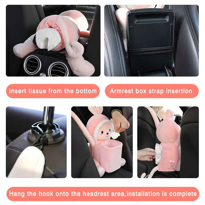 2 viename Kūrybiška miela automobilio servetėlių dėžutės šiukšliadėžė, trumpa pliušinis, nepraleidžiantis vandens viduje, porankio dėžutės audinių laikiklio automobilių dalys