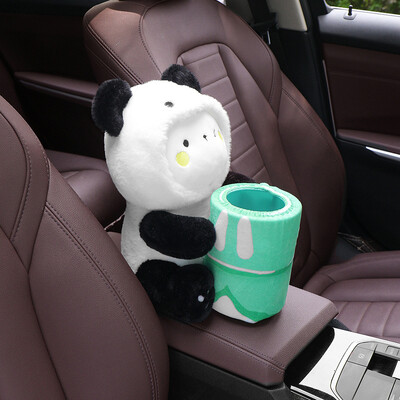 Automobilska kanta za smeće i kutija za papirnate maramice 2 u 1 slatka crtana plišana lutka sa stiliziranim životinjama Torba za pohranu Organizator interijera automobila Džepni pribor