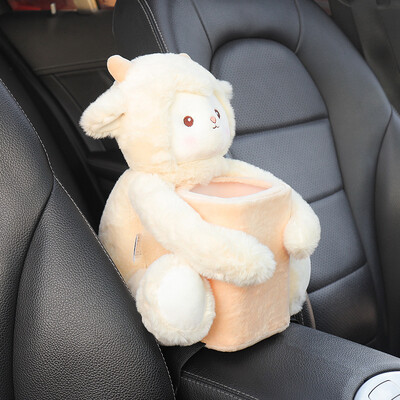 Automobilska kanta za smeće i kutija za papirnate maramice 2 u 1 slatka crtana plišana lutka sa stiliziranim životinjama Torba za pohranu Organizator interijera automobila Džepni pribor